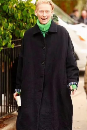 Tilda Swinton Movie The Room Next Door 2024 Martha Black Trench Coat