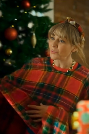 A Vintage Christmas 2024 Laura Bunting Red Plaid Poncho