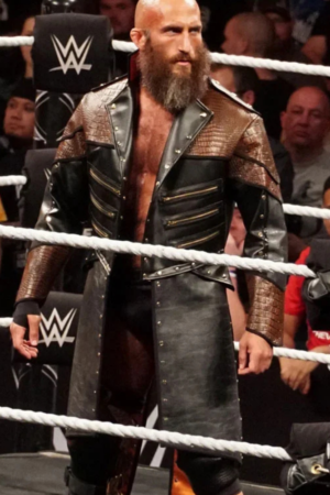 American Wrestler Tommaso Ciampa Brown And Black Leather Tailcoat
