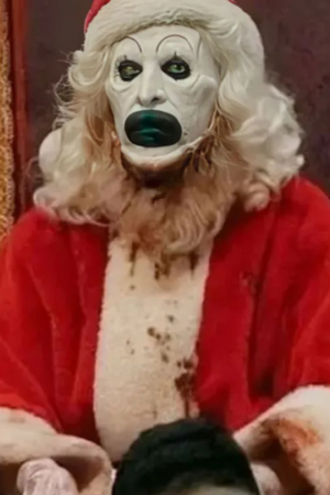 Art The Clown Terrifier 3 2024 David Howard Thornton Red And White Shearling Santa Coat