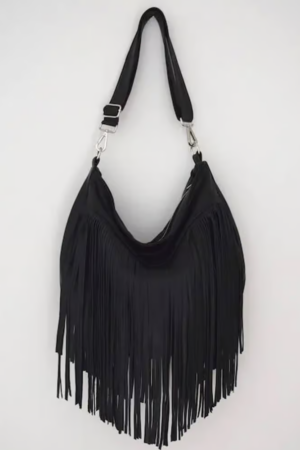 Beth Dutton Black Fringe Black Leather Purse