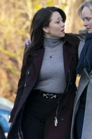 Fiona Rene Tv Series Tracker 2024 Reenie Greene Maroon Cotton Trench Coat