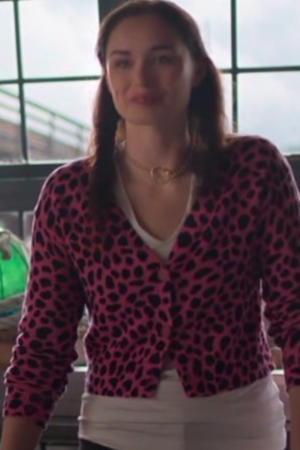 Genevieve Tv Series Murder In A Small Town 2024 Amy King Pink Leopard Print Cardigan