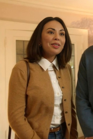 Haunted Wedding 2024 Janel Parrish Brown Cardigan