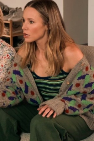 Joanne Tv Series Nobody Wants This 2024 Kristen Bell Grey Printed Cardigan