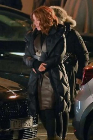 Kate Beckinsale Canary Black 2024 Avery Graves Black Puffer Hooded Coat