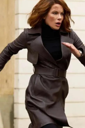 Kate Beckinsale Canary Black 2024 Avery Graves Brown Coat