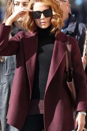 Kate Beckinsale Canary Black 2024 Avery Graves Maroon Coat