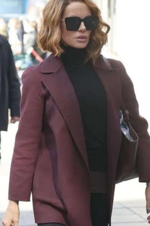 Kate Beckinsale Canary Black Avery Graves Maroon Coat