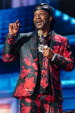 Katt Williams Woke Foke 2024 American Actor Red And Black Floral Suit