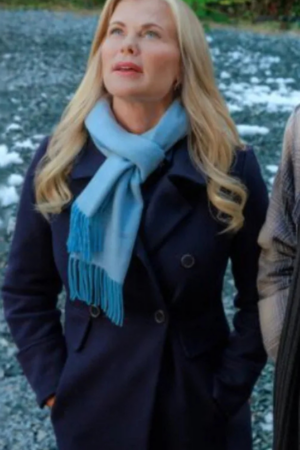 Lauren This Time Each Year 2024 Alison Sweeney Blue Wool Trench Coat