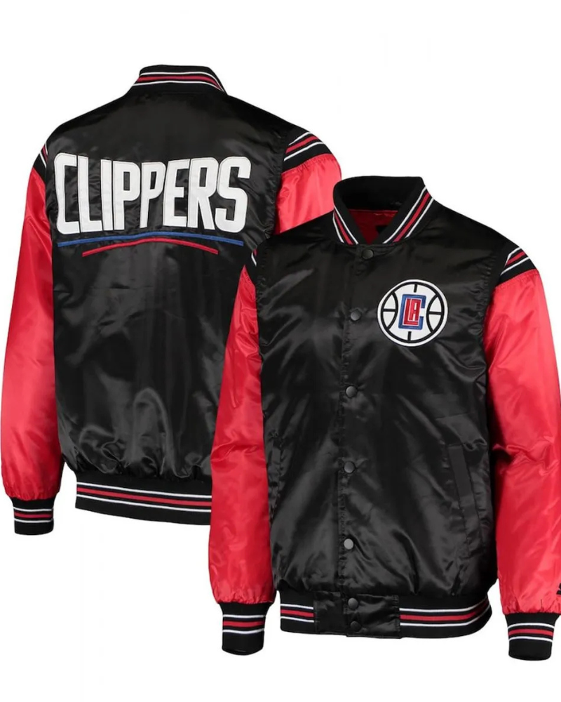 Los Angeles Clippers The Enforcer Satin Black And Red Jacket Los Angeles Clippers The Enforcer Satin Black And Red Jacket