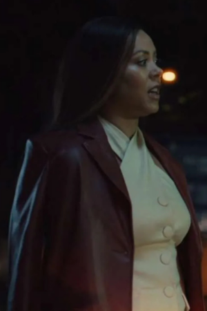 Nicôle Lecky Sweetpea 2024 Julia Maroon Leather Blazer