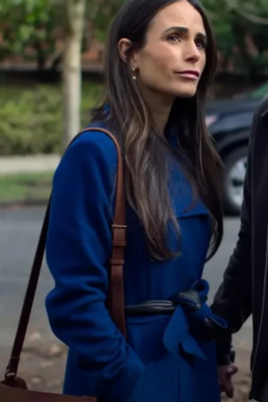 Sera Cellar Door Movie 2024 Jordana Brewster Blue Trench Coat