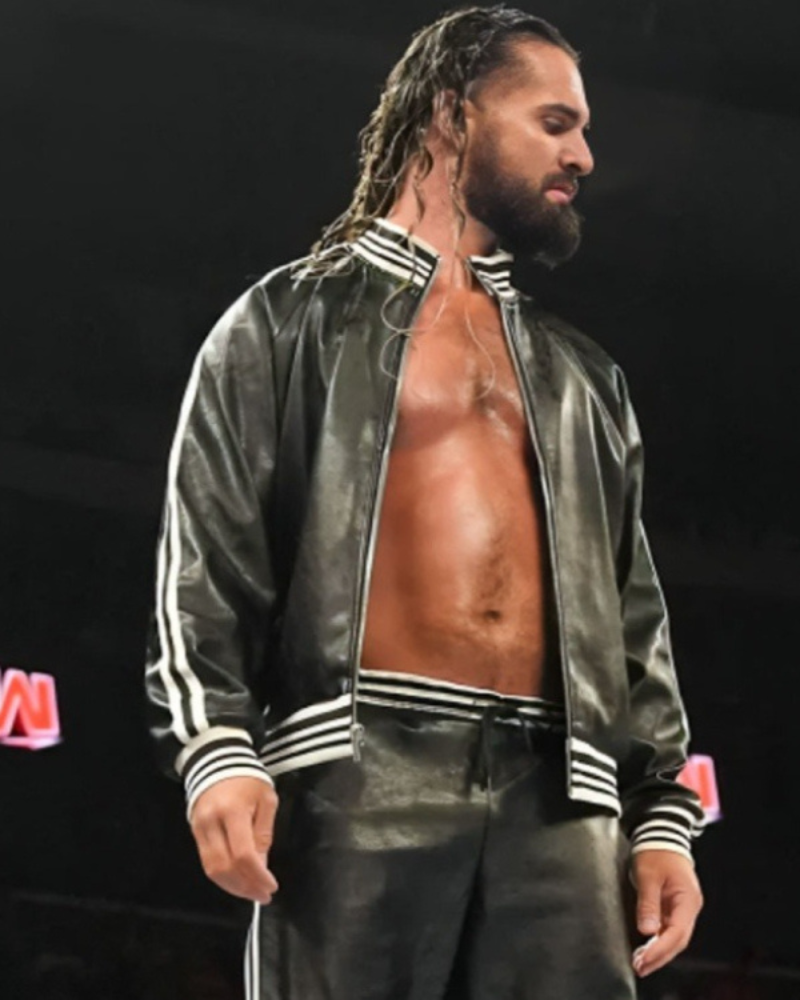 Seth Rollins WWE Monday Night Raw 2024 Leather Bomber Jacket Seth Rollins WWE Monday Night Raw 2024 Leather Bomber Jacket