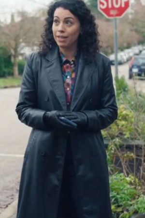 The Irrational Morgan Hall Black Leather Trench Coat
