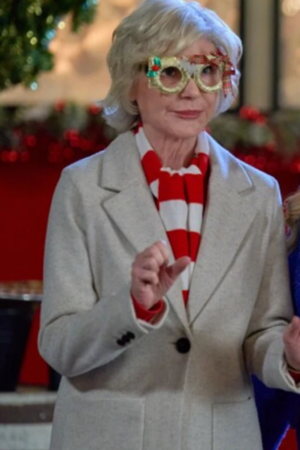 Barbara Holiday Mismatch Movie 2024 Beth Broderick White Wool Coat