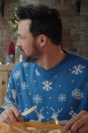 Hunter Williams A European Christmas 2024 Philip Boyd Light Blue Sweater