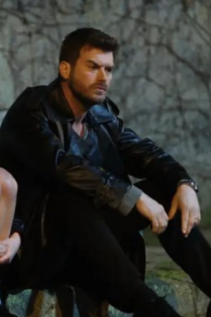 Kivanç Tatlitug Tv Series The Family (Aile) S01 Aslan Soykan Black Leather Trench Coat