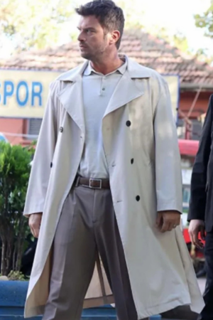 Kivanç Tatlitug Tv Series The Family (Aile) S02 Aslan Soykan White Cotton Trench Coat