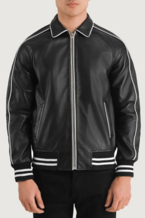 Men’s Cooper Black Leather Varsity Jacket