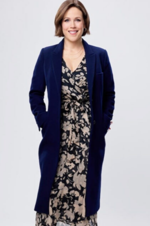 Olivia Movie Santa Tell Me 2024 Erin Krakow Blue Wool Coat