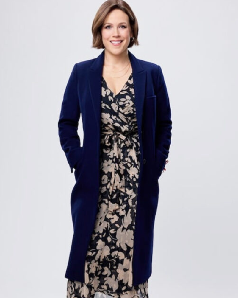 Olivia Movie Santa Tell Me 2024 Erin Krakow Blue Wool Coat Olivia Movie Santa Tell Me 2024 Erin Krakow Blue Wool Coat