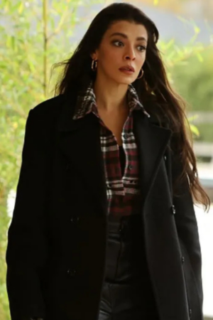 Selin Sekerci Tv Series The Family (Aile) S02 Serap Vural Black Wool Coat