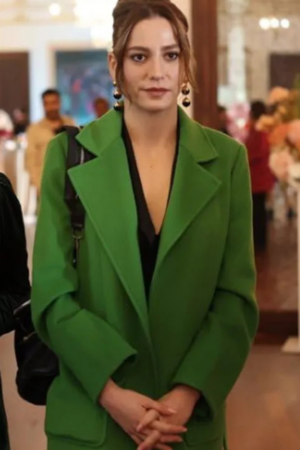 Serenay Sarikaya Tv Series The Family (Aile) Devin Akin Green Wool Coat