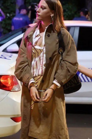 Serenay Sarikaya Tv Series The Family (Aile) S02 Devin Akin Brown Cotton Coat