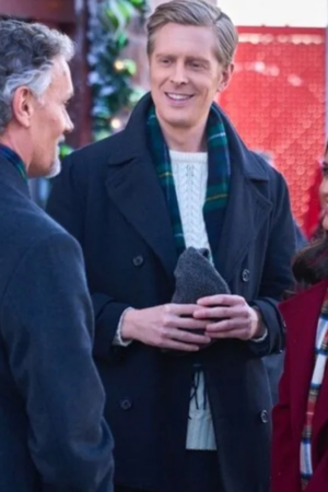 A Cinderella Christmas Ball 2024 Movie Prince Phillip Black Peacoat