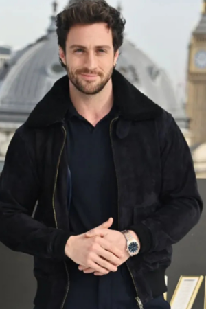 Aaron Taylor-johnson Kraven The Hunter Black Suede Leather Jacket