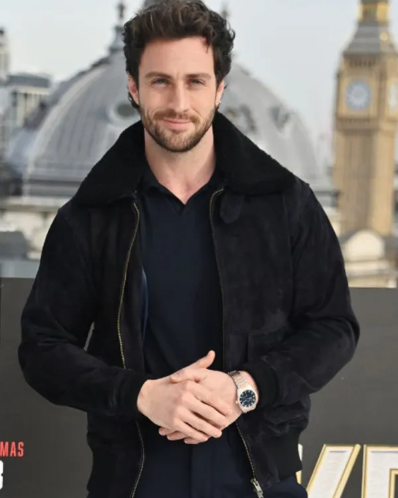 Aaron Taylor-johnson Kraven The Hunter Black Suede Leather Jacket Aaron Taylor-johnson Kraven The Hunter Black Suede Leather Jacket
