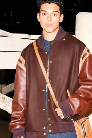 Anthony Keyvan Xo, Kitty Q Brown Varsity Bomber Jacket