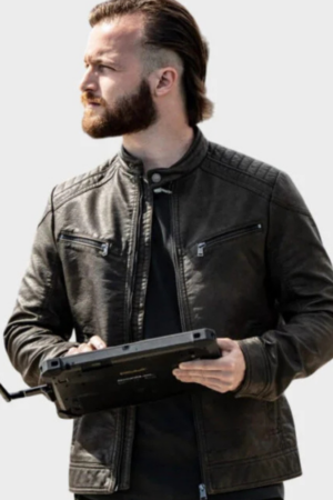 Butler Movie Classified 2024 Brandon Lessard Black Leather Jacket
