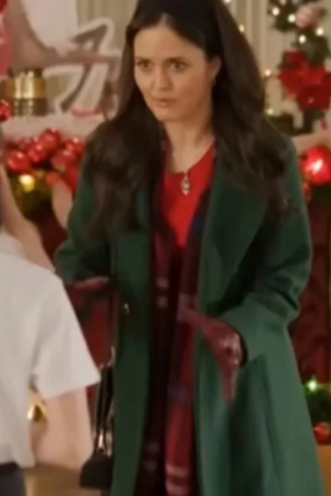 Chelsea Jones A Cinderella Christmas Ball 2024 Danica Mckellar Green Wool Trench Coat