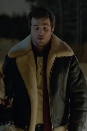 Cole Olsen The Finnish Line 2024 Beau Mirchoff Black Shearling Jacket