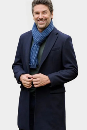 Daniel Movie A Dance In The Snow 2024 Mark Ghanimé Blue Wool Coat
