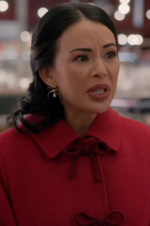 Janel Parrish Sugarplummed 2024 Sugarplum Pink Wool Coat