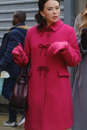 Janel Parrish Sugarplummed Movie 2024 Sugarplum Pink Wool Coat