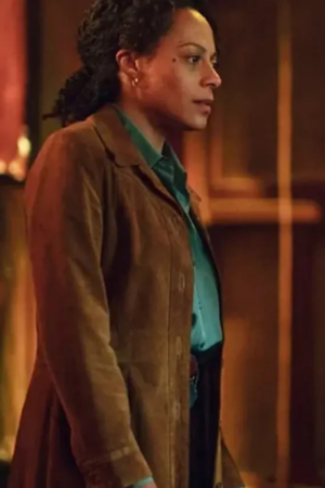 Kat Donovan Missing You 2025 Rosalind Eleazar Brown Leather Coat