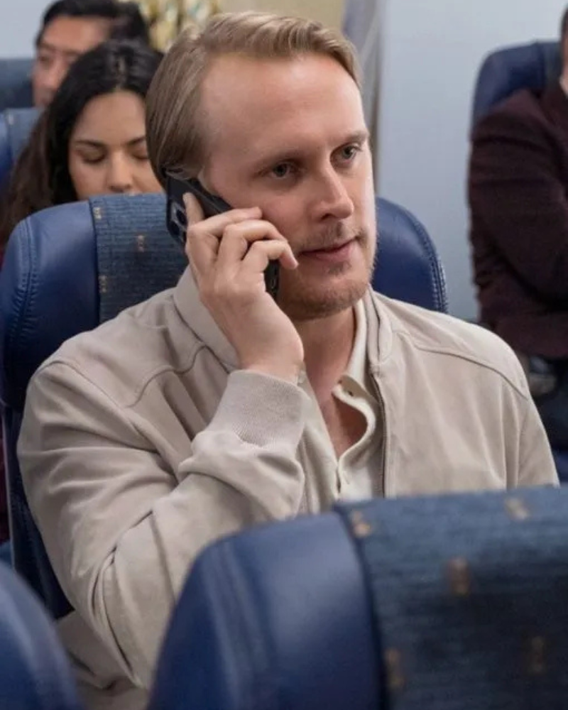Laid Tv Series 2024 John Early Beige Bomber Jacket Laid Tv Series 2024 John Early Beige Bomber Jacket