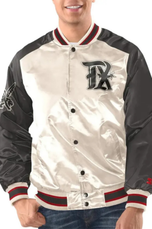 Renegade Texas Rangers White And Black Satin Jacket