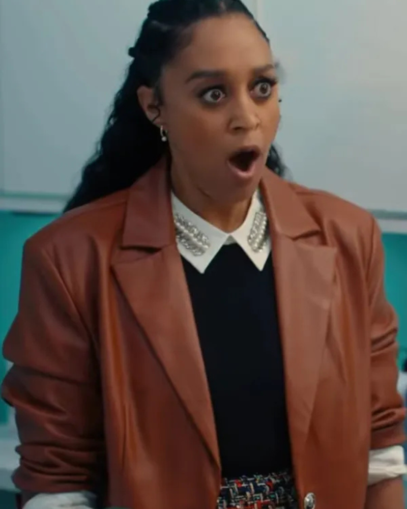 Sienna A Very Merry Beauty Salon 2024 Tia Mowry Brown Leather Coat Sienna A Very Merry Beauty Salon 2024 Tia Mowry Brown Leather Coat