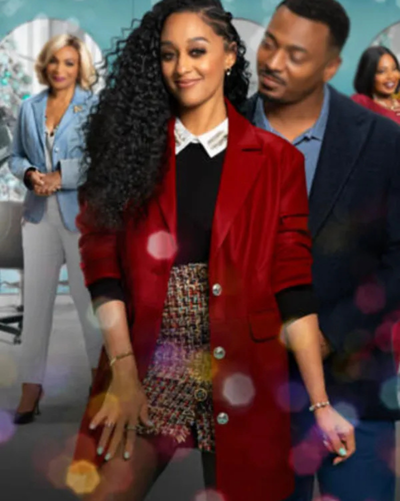 Sienna A Very Merry Beauty Salon Movie 2024 Tia Mowry Red Coat Tia Mowry A Very Merry Beauty Salon Red Coat - Image 1