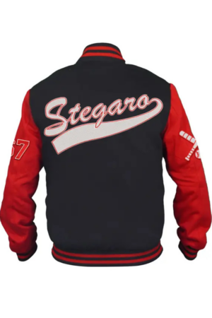 Stegaro Black And Red Letterman Jacket