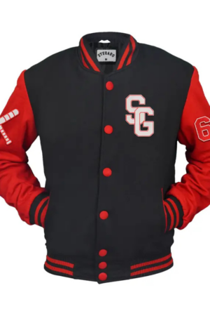 Stegaro Black And Red Letterman Varsity Jacket