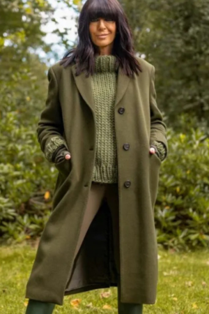 TV Show The Traitors UK 2024 Claudia Winkleman Green Wool Trench Coat