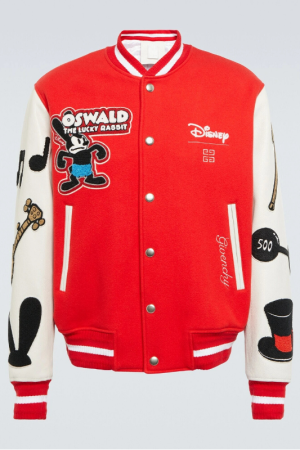 Givenchy - x Disney® leather-trimmed wool-blend varsity jacket