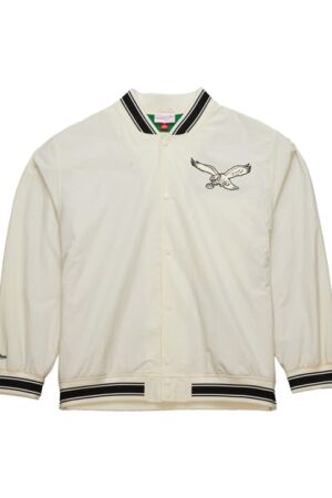 Mitchell and Ness Philadelphia Eagles Mens White Team Leader Light Weight Jacket